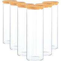 Argon Tableware Glass Storage Jars with Cork Lids 2 Litre Pack of 6 in Clear