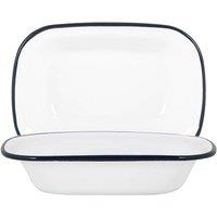 Argon Tableware White Enamel Pie Dishes 20cm Pack of 2 in Navy