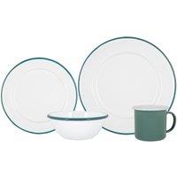 Argon Tableware 16 Piece White Enamel Dinner Set in Green