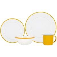 Argon Tableware 16 Piece White Enamel Dinner Set in Yellow