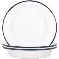 Argon Tableware White Enamel Deep Bowls 22.5cm Navy Pack of 12