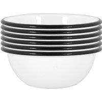 Argon Tableware 16cm White Enamel Bowls - Set of 12 in Black