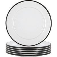 Argon Tableware 20cm White Enamel Side Plates - Set of 12 in Black