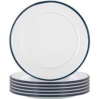 Argon Tableware 20cm White Enamel Side Plates - Set of 12 in Navy