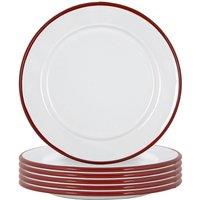 Argon Tableware 20cm White Enamel Side Plates - Set of 12 in Red