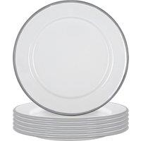 Argon Tableware 20cm White Enamel Side Plates - Set of 12 in Grey