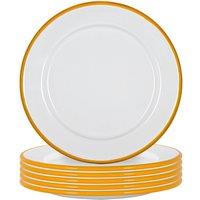Argon Tableware 20cm White Enamel Side Plates - Set of 12 in Yellow