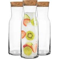Bormioli Rocco Aquaria Glass Carafes with Cork Lids - 1.2 Litre - Pack of 3 in Clear
