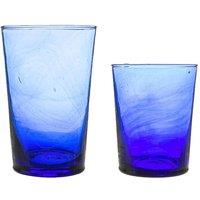 Nicola Spring 12pc Meknes Glassware Set - Repurposed Hand-Blown Moroccan Glasses in Blue