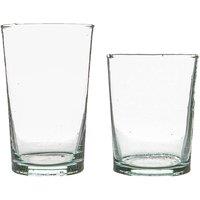 Nicola Spring 12pc Meknes Glassware Set - Repurposed Hand-Blown Moroccan Glasses in Clear
