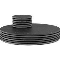 Argon Tableware 12 Piece Linea Round Slate Placemats & Coasters Set 10cm in Grey