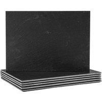 Argon Tableware Linea Rectangle Slate Placemats - 35cm x 25cm - 6x Large Natural Black Stone Dining Table Dinner Serving Board Place Mats Sets