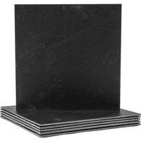 Argon Tableware Linea Square Slate Placemats - 33cm - 6x Large Natural Black Stone Dining Table Dinner Serving Board Platter Place Mats Sets