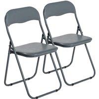 Harbour Housewares Padded Folding Chairs Pack of 2 in Grey
