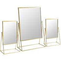 Harbour Housewares 3pc Dressing Table Mirror Set - Makeup Tabletop Cosmetic Bathroom Mirror in Gold