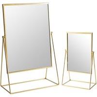 Harbour Housewares 2pc Dressing Table Mirror Set - Makeup Tabletop Cosmetic Bathroom Mirror in Gold