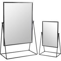 Harbour Housewares 2pc Dressing Table Mirror Set - Makeup Tabletop Cosmetic Bathroom Mirror in Black