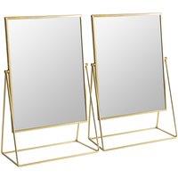 Harbour Housewares 2x 50cm Rectangle Makeup Mirrors - Dressing Table Tabletop Cosmetic Bathroom Mirror in Gold | Size: 2x 50 cm
