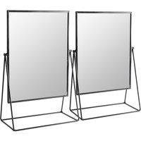 Harbour Housewares 2x 50cm Rectangle Makeup Mirrors - Dressing Table Tabletop Cosmetic Bathroom Mirror in Black | Size: 2x 50 cm