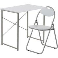 Harbour Housewares Wooden Office Desk & Chair Set - Compact PC Bedroom Study Workstation in White