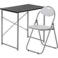 Harbour Housewares Wooden Office Desk & Chair Set - Compact PC Bedroom Study Workstation in White