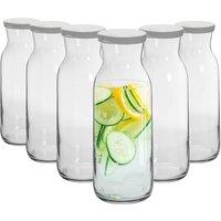Argon Tableware Brocca Glass Carafes with Silicone Lids - 1.2 Litre - Pack of 6 in Clear