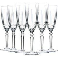 RCR Crystal Orchestra Cut Glass Champagne Flutes Glasses Set 200ml Pack of 12 in Clear