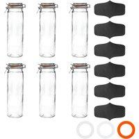 Argon Tableware 3x Glass Spaghetti Jar & Labels Set - 2L/70.3oz in Clear