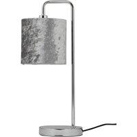 First Choice Lighting Chrome Arched Table Lamp with Grey Crushed Velvet Shade in Silver