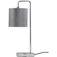 First Choice Lighting Chrome Arched Table Lamp with Grey Glitter Shade in Silver