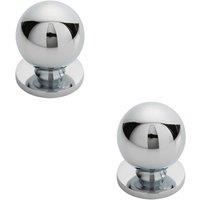 Loops 2x Solid Ball Cupboard Door Knob 25mm Diameter Polished Chrome Cabinet Handle