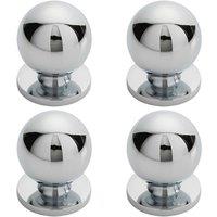 Loops 4x Solid Ball Cupboard Door Knob 25mm Diameter Polished Chrome Cabinet Handle