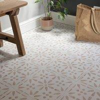 D-C-Fix Vintage Flowers Self Adhesive Vinyl Floor Tiles Pack of 11 (1sqm) in Beige | Size: 304.8mm x 304.8mm