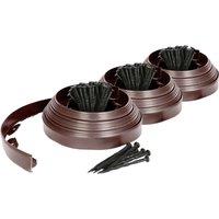 Harbour Housewares 30m Flexible Plastic Lawn Edging Path Grass Border with Plastic Pegs in Brown