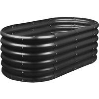 Harbour Housewares Raised Garden Bed - Rounded Bottomless Galvanised Steel Planter 120 x 60 x 45cm in Black | Size: 120 x 60 x 45 cm