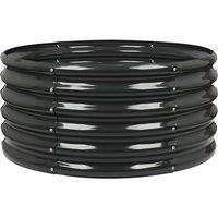 Harbour Housewares Raised Garden Bed - Round Bottomless Galvanised Steel Planter 90 x 45cm in Black | Size: 90 x 45 cm