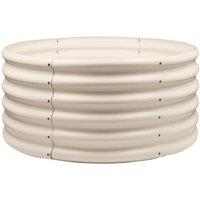 Harbour Housewares Raised Garden Bed - Round Bottomless Galvanised Steel Planter 90 x 45cm in Ivory | Size: 90 x 45 cm