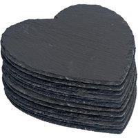 Argon Tableware Heart Slate Placemats - 25cm - 12x Large Natural Black Stone Dining Table Dinner Serving Board Platter Place Mats Sets