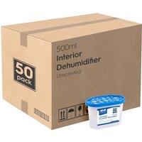 Harbour Housewares 50x Interior Dehumidifiers - 500ml - Unscented - Home Moisture Absorber Trap in Blue
