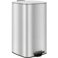 Harbour Housewares Square Stainless Steel Kitchen Pedal Bin - 30L in Metallic Silver