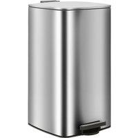 Harbour Housewares Square Stainless Steel Kitchen Pedal Bin - 30L in Silver