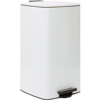 Harbour Housewares Square Stainless Steel Kitchen Pedal Bin - 30L in White