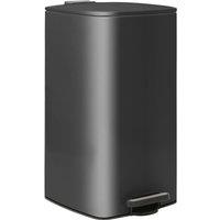 Harbour Housewares Square Stainless Steel Kitchen Pedal Bin - 30L in Black