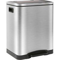Harbour Housewares Stainless Steel Double Kitchen Pedal Bin - 30L (2 x 15L) in Metallic Silver