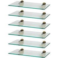 Harbour Housewares 6x Floating Glass Shelves - 40cm - Bathroom Shower Storage Display in Gold