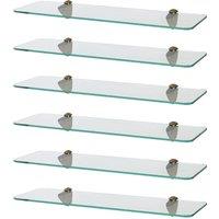 Harbour Housewares 6x Rounded Floating Glass Shelves - 50cm Bathroom Storage Display Unit in Gold