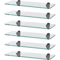 Harbour Housewares 6x Rounded Floating Glass Shelves - 40cm Bathroom Storage Display Unit in Black