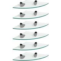 Harbour Housewares 6x Floating Glass Corner Shelves - 30cm Bathroom Storage Display Unit in Black