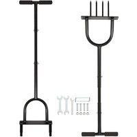 Harbour Housewares Lawn Aerator & Corer Set - 24.5cm x 1M - 2pc Heavy-Duty Gardening Tool in Black