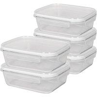 Harbour Housewares 1.5L Glass Food Storage Containers - Airtight Meal Prep Tubs - 5 Pack in White